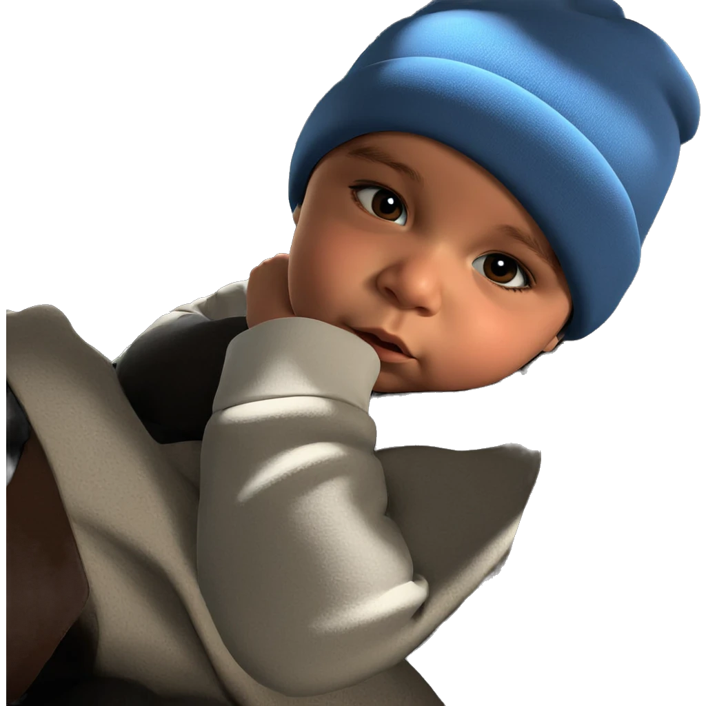 boy in blue hat gazing emoji