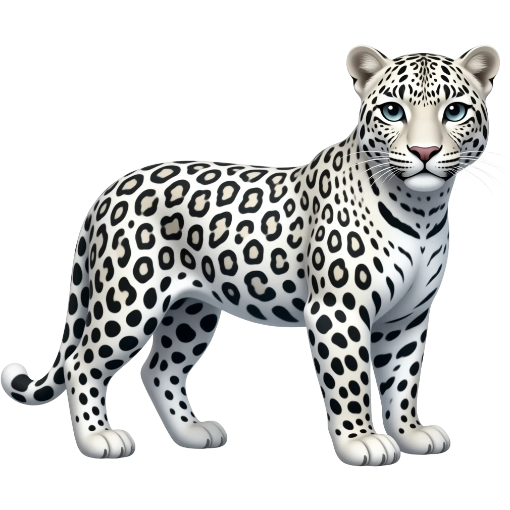 White leopard standing on right side emoji