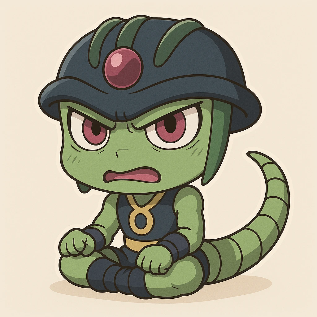 Make Meruem look angry in chibi style, cute but furious, with a big head and simple background. emoji