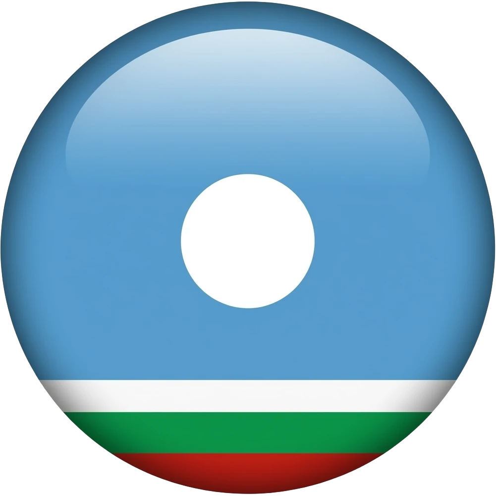 голубое небо без облок 1 белый круг в середине 1 красная полоса в низу 1 зелёная полоса ниже красной полосы 1 белая полоса выше зелёной полосы в виде флага одна зелёная полоса emoji