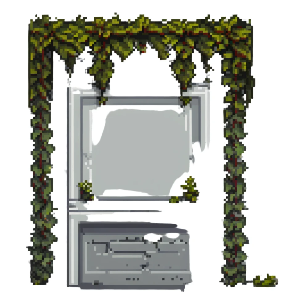 Сделай серую русскую широкую панельку, которая заросла лозой и мхом. sticker