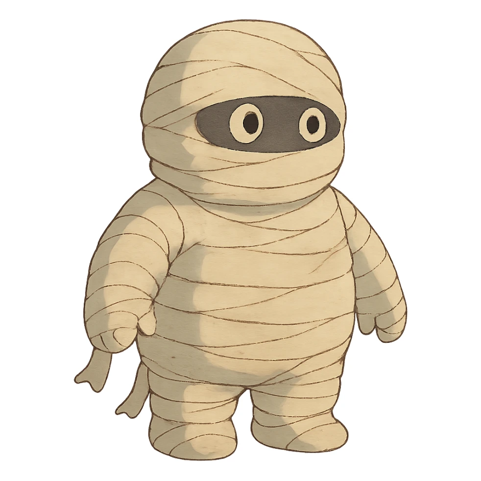 mummy character with soft colors sticker