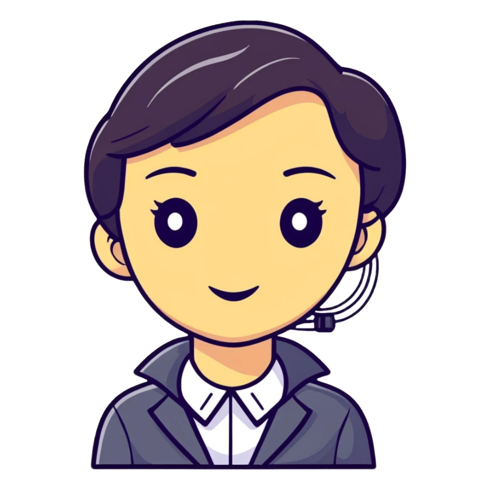 AI agent with female traits, cheerful expression sticker