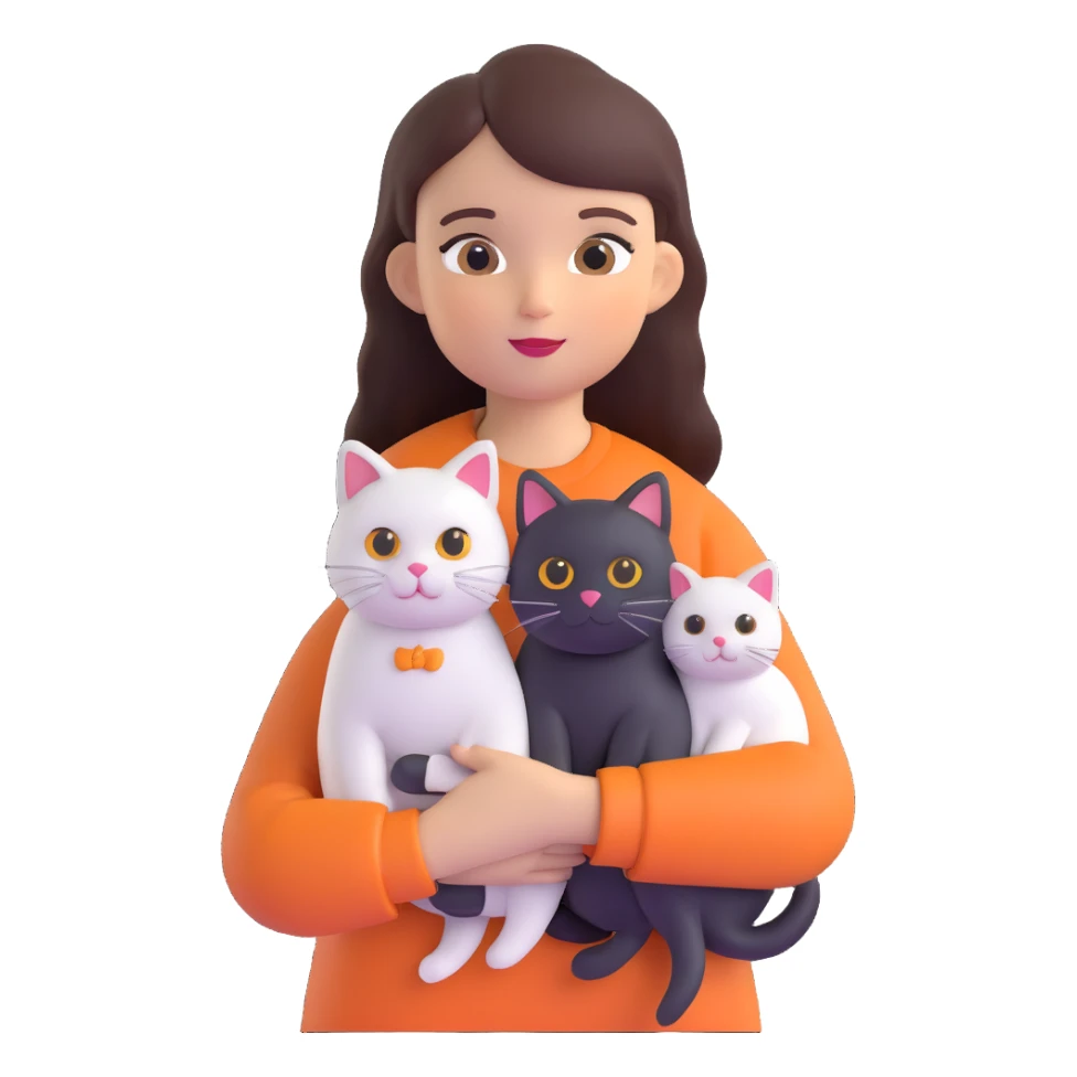 girl holding two cats sticker