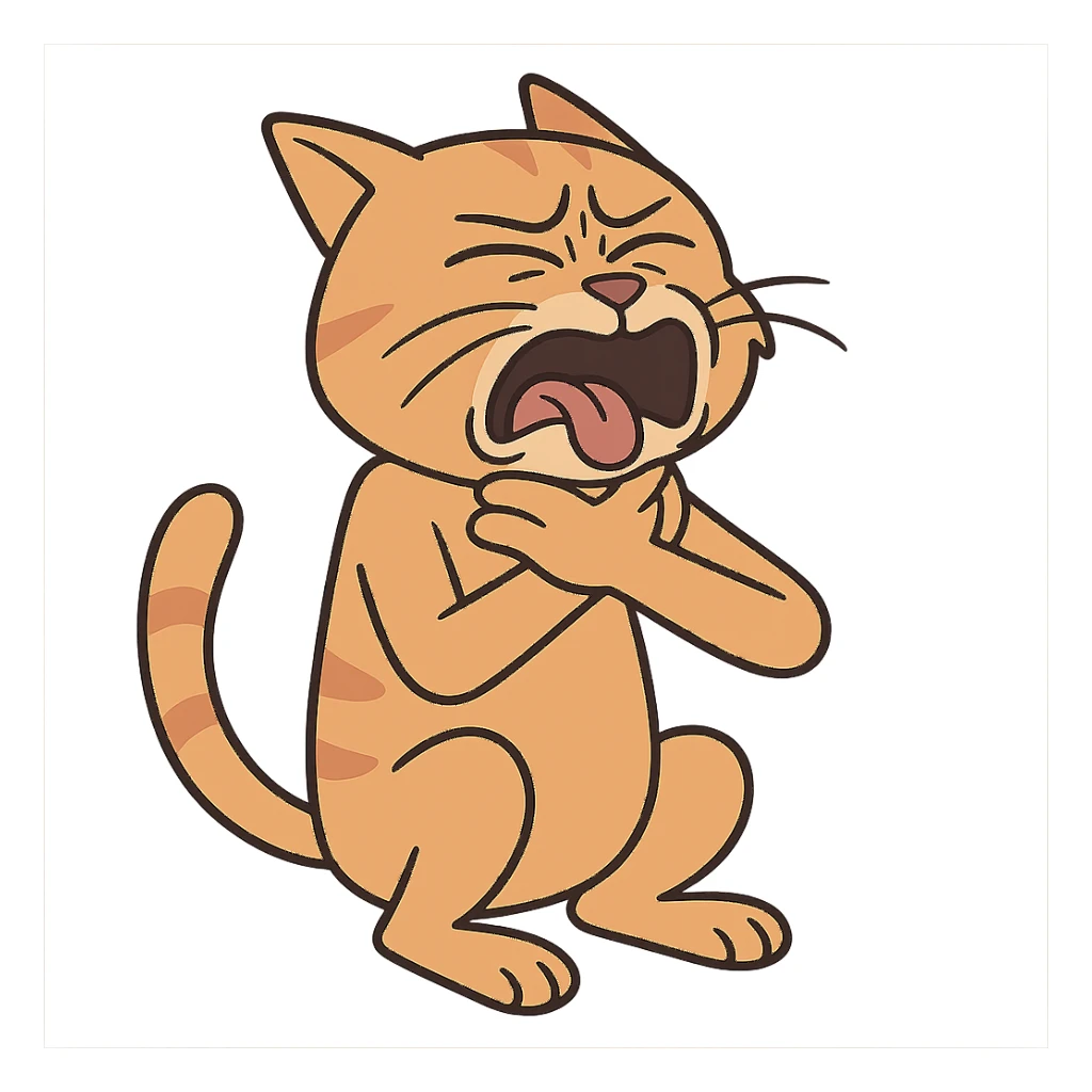flat toon style cat choking itself sticker