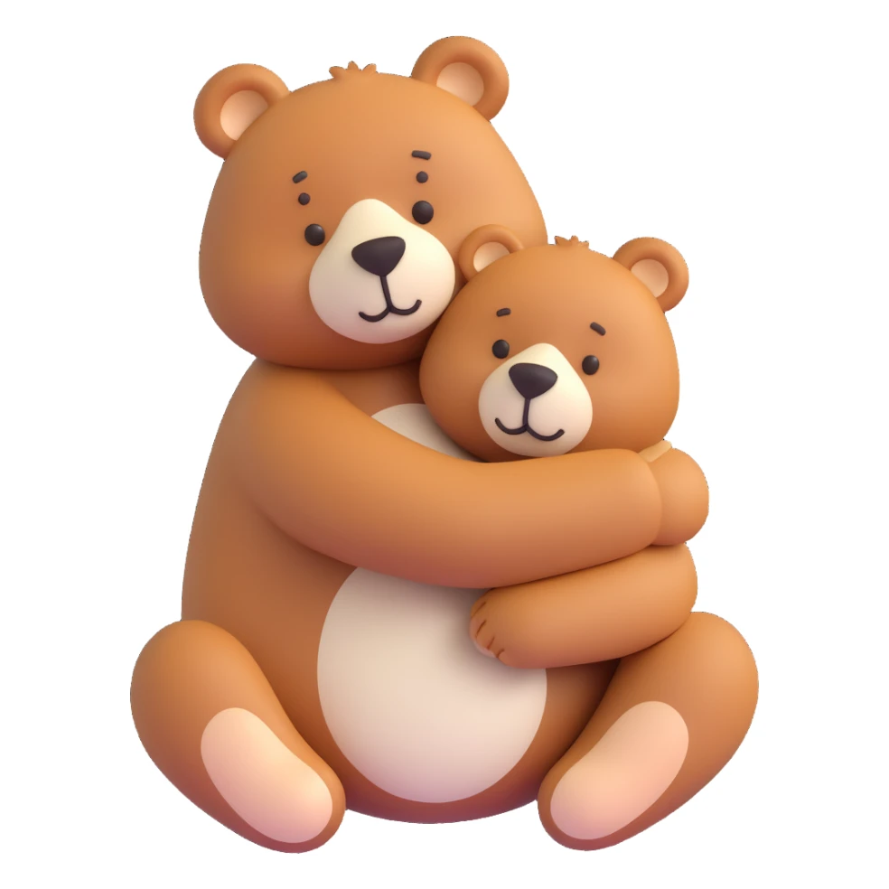 brown and white bear hugging sticker