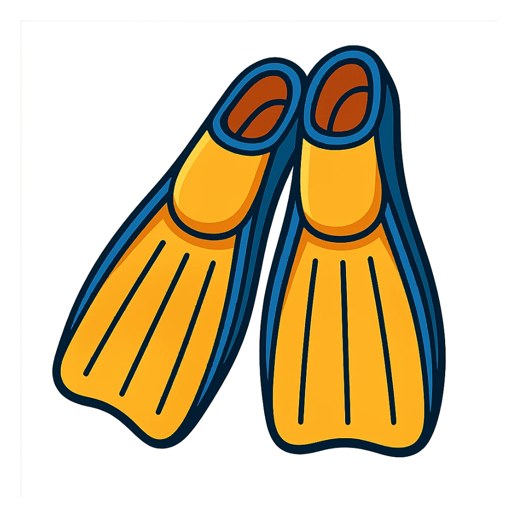 diving flippers vibrant cartoon style sticker