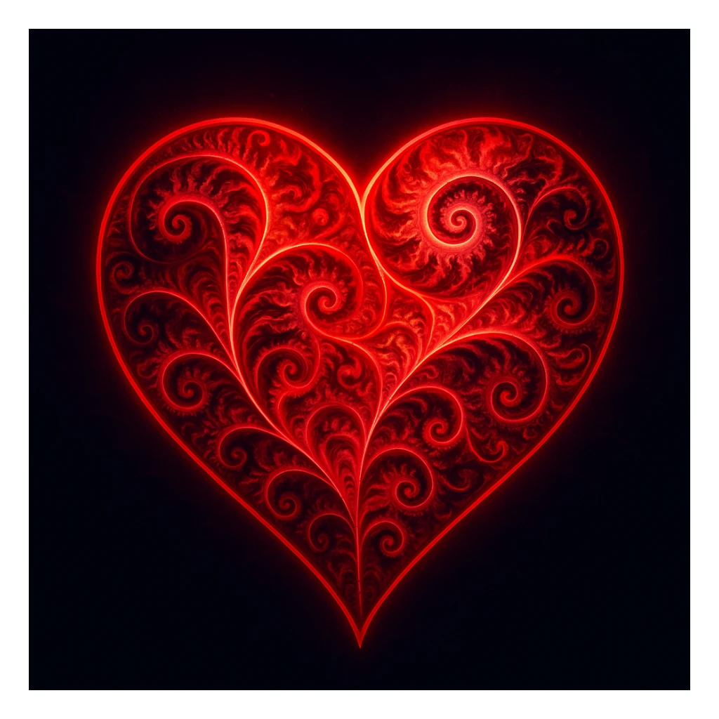 heart with a fractal pattern, digital illustration sticker