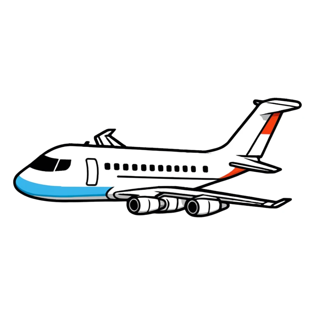 airplane, cartoonish sticker style sticker
