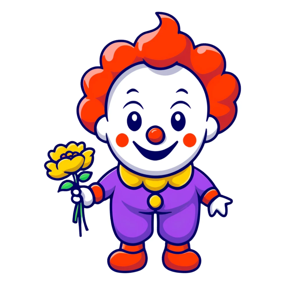bright clown with flowers sticker