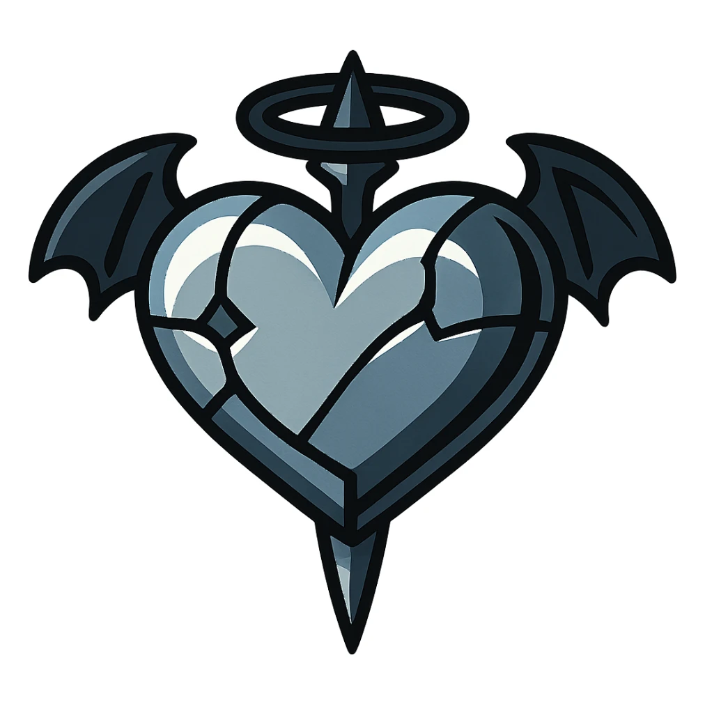 silver goth heart, gothic, bold, Vibrant Toon style, no text sticker