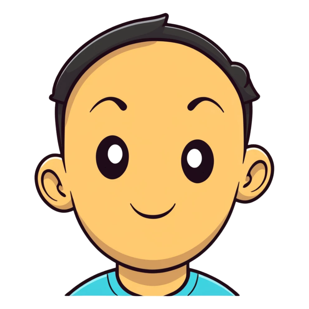 Man with a gigantic forehead, humorous character, silly expression sticker