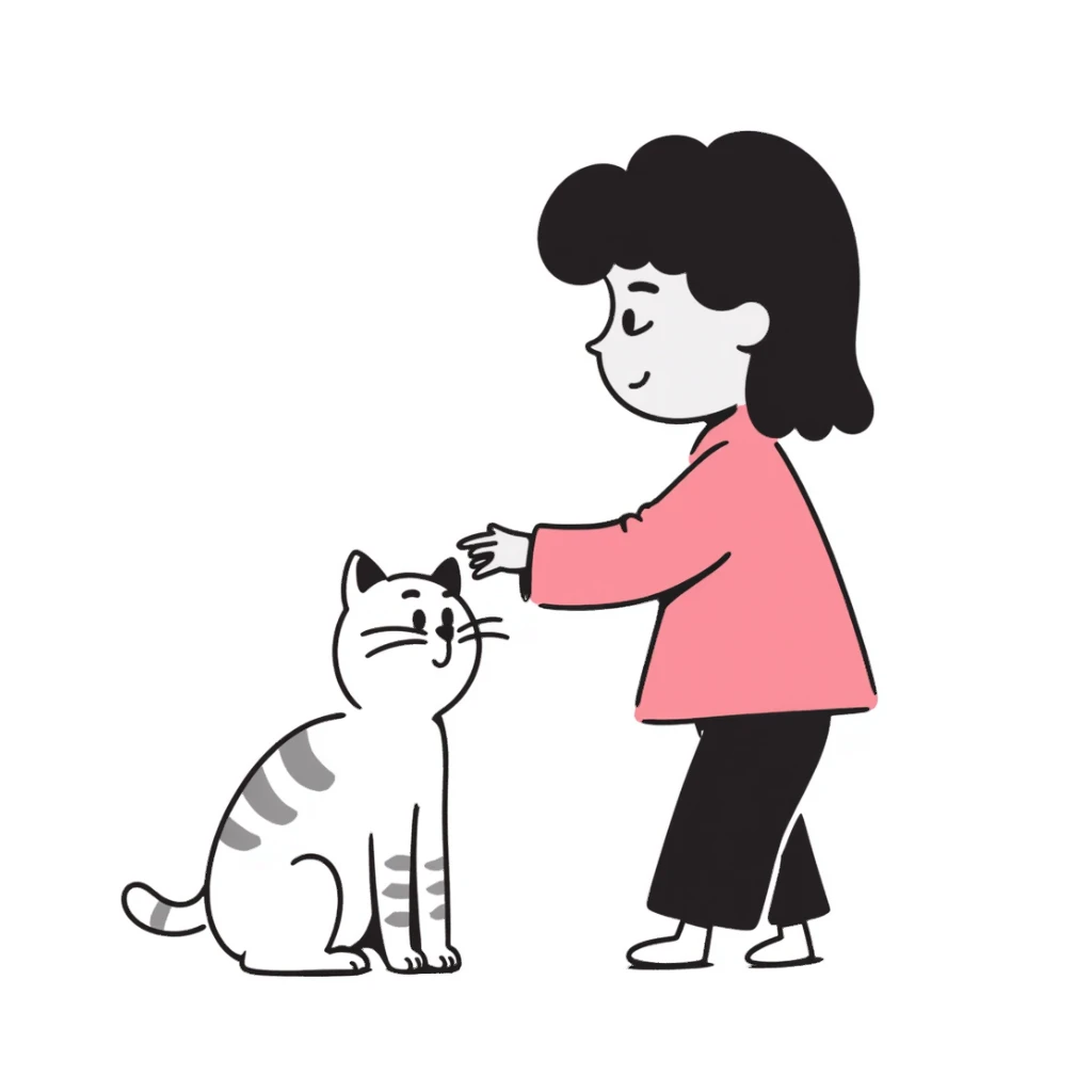 a small girl with a white cat sticker
