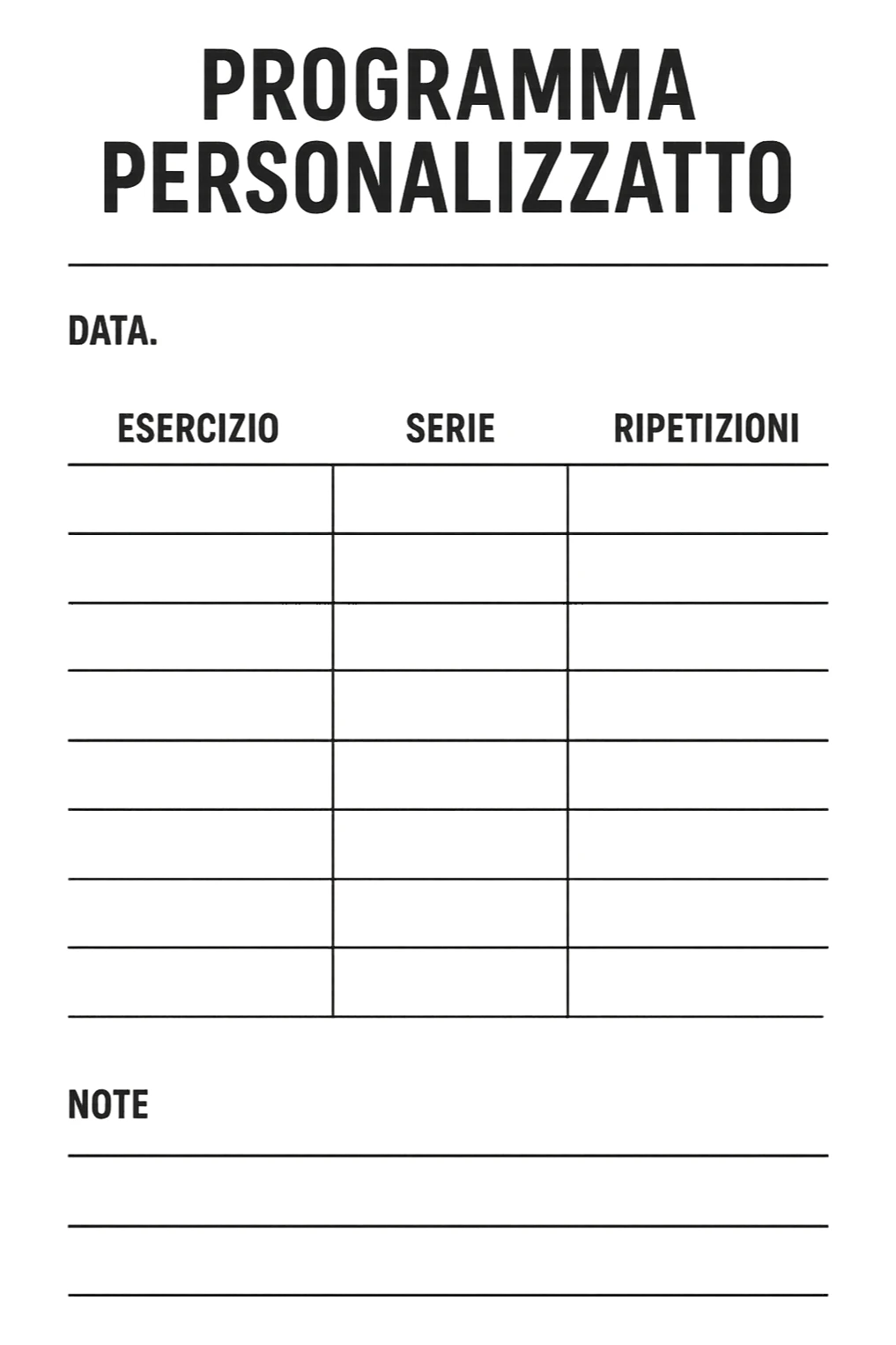 Scheda di allenamento di palestra con scritto "Programma Personalizzato" sticker