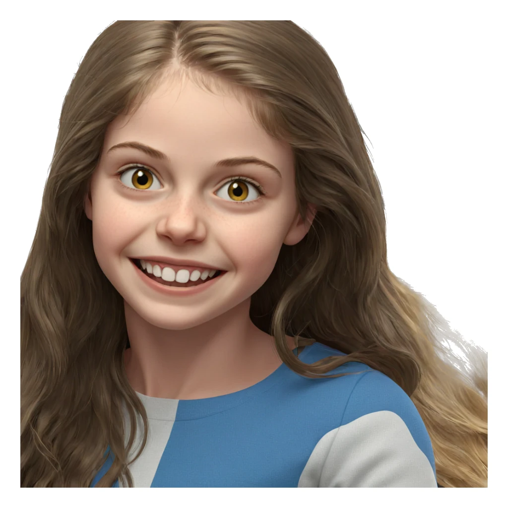 smiling girl with long hair sticker