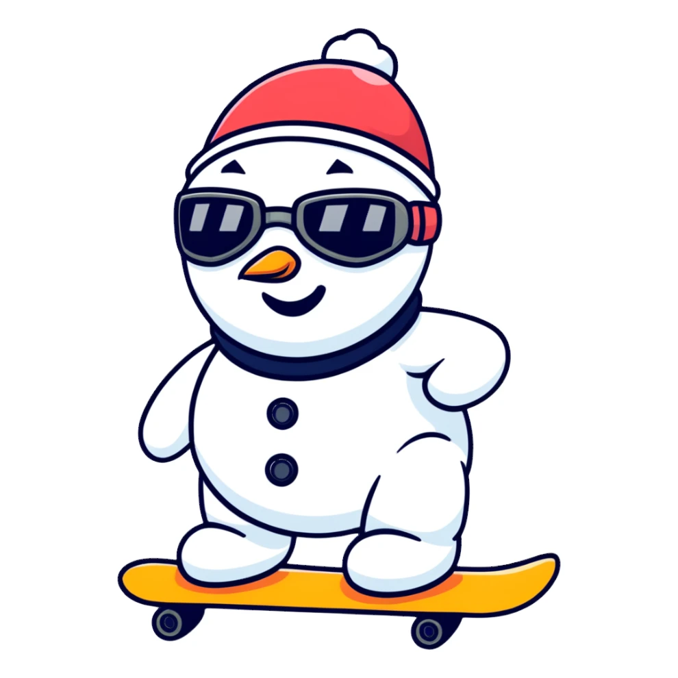 snowman with goggles snowboarding sticker