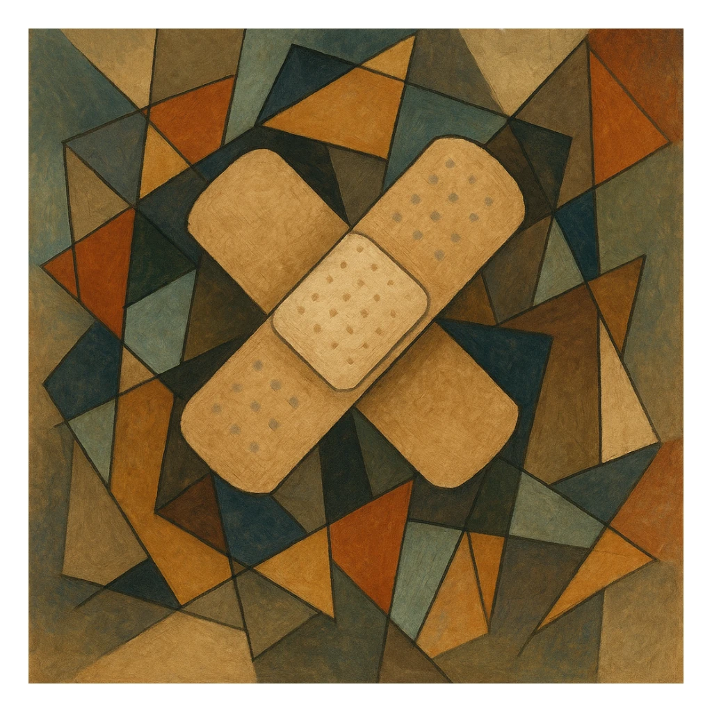 bandage, cubist abstraction style, geometric shapes sticker