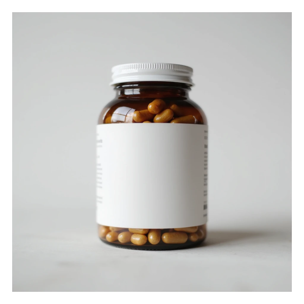 hyperrealistic dietary supplement jar on isolated white background, generic label, 4K details, neutral lighting sticker