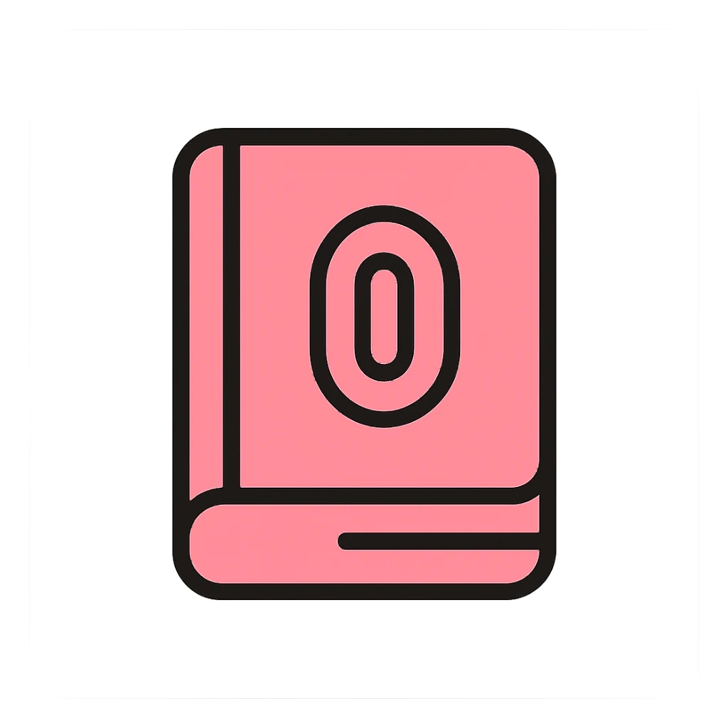 stylized soft pink book with rounded corners icon sticker