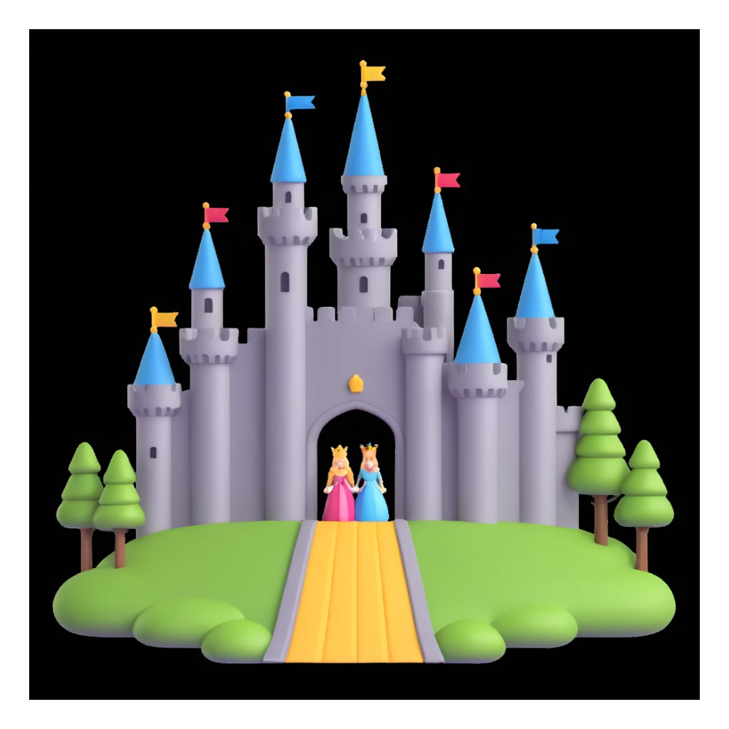 king and queen, castle background sticker