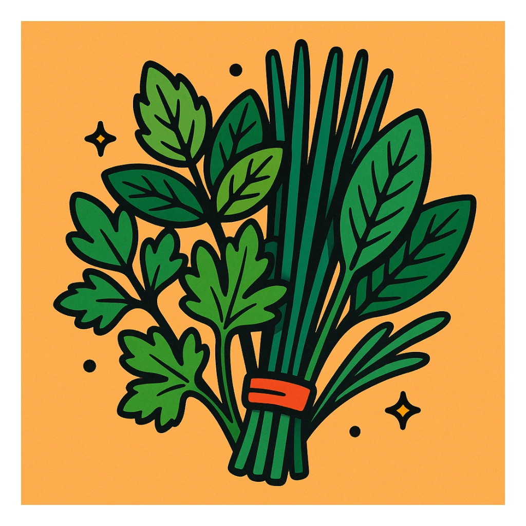 herbs, vibrant cartoon style sticker