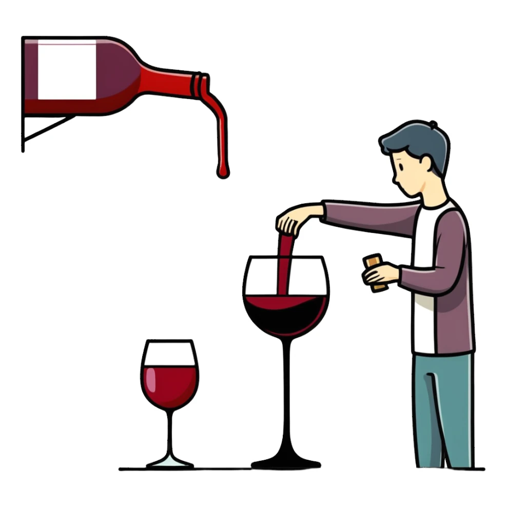 Person pouring pink wine sticker