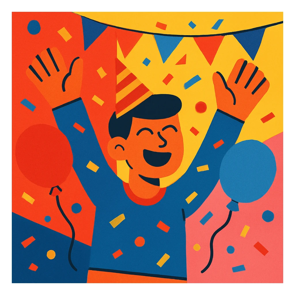 a person celebrating at a party sticker