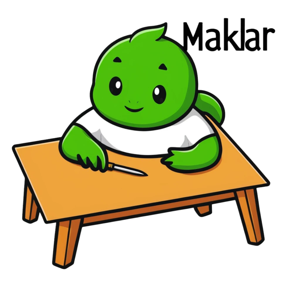 table with MAKAR written on top sticker