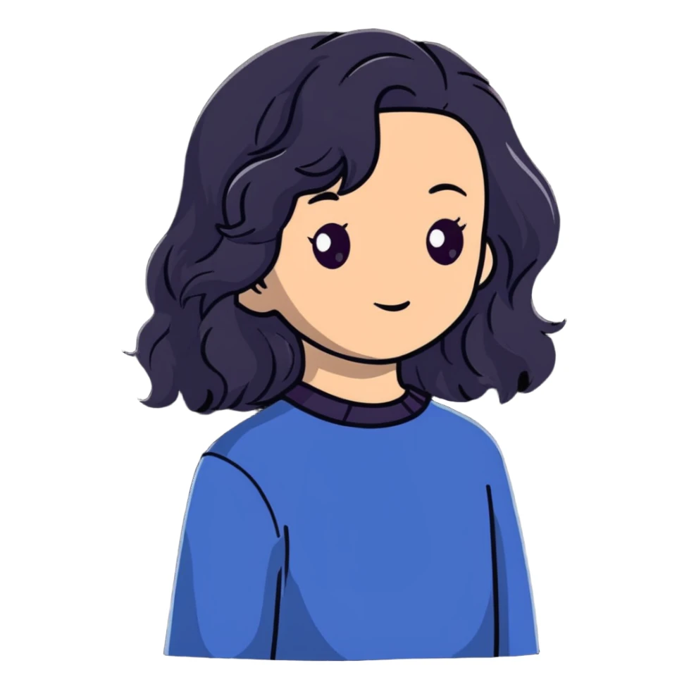 light skinned girl with dark wavy hair sticker