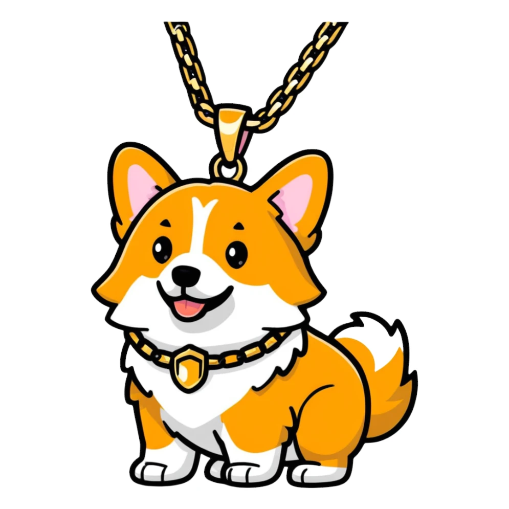 corgi wearing a gold chain sticker