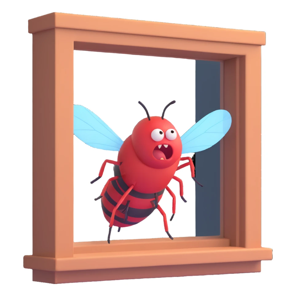 a fly on the window and angry man  sticker