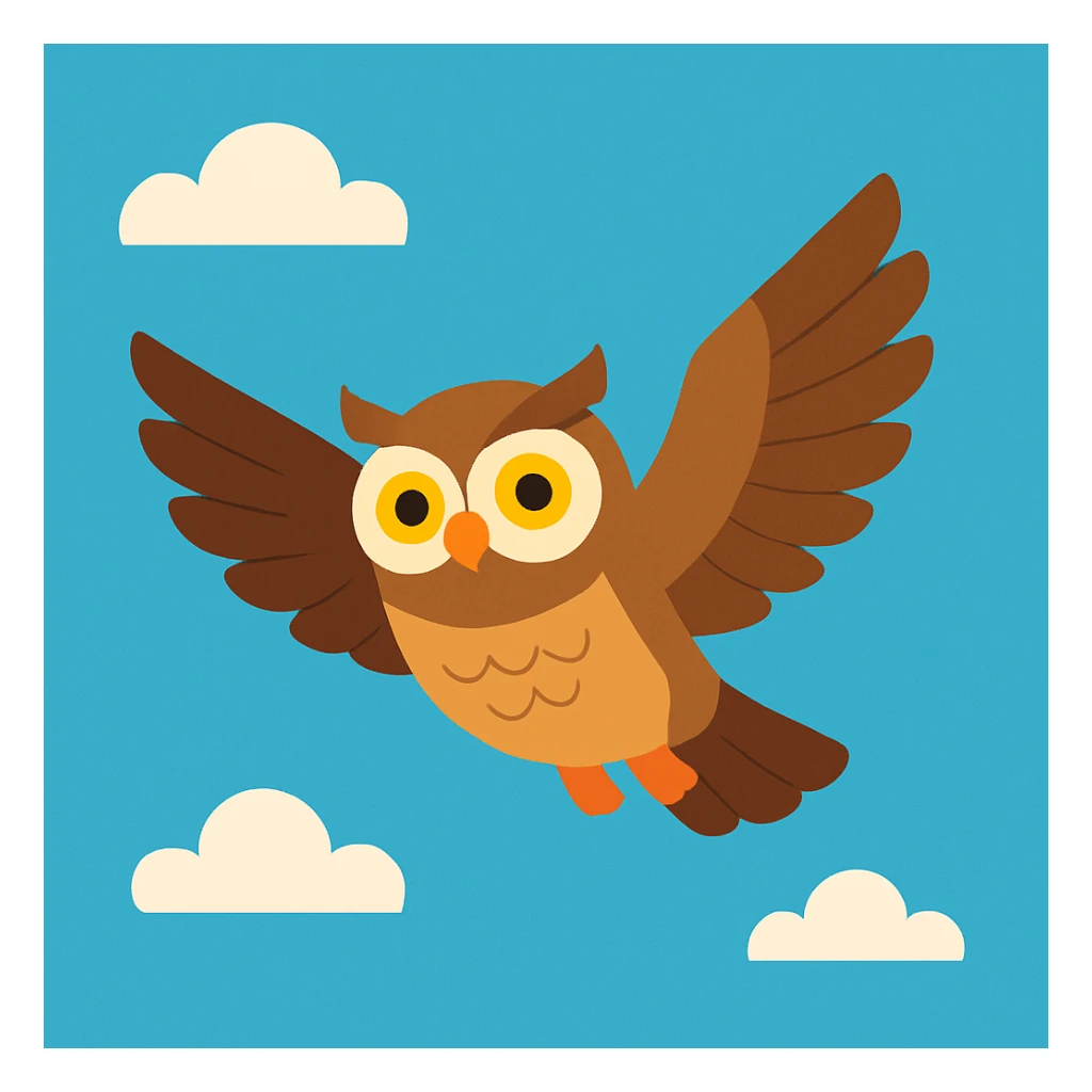 Flat design style owl in the sky sticker