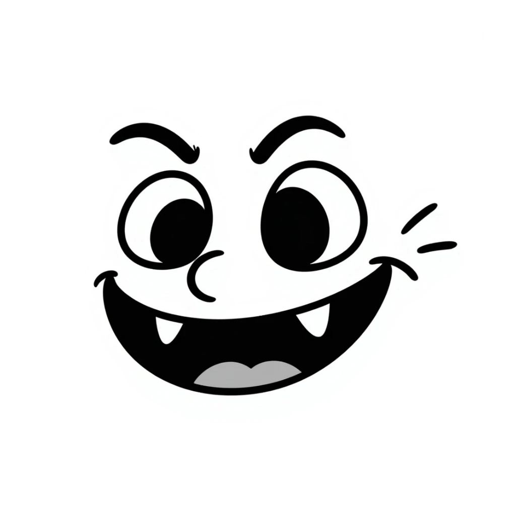 Draw a troll face with extra sharp features and a wild expression in a hand-drawn doodle style inspired by the provided reference. sticker