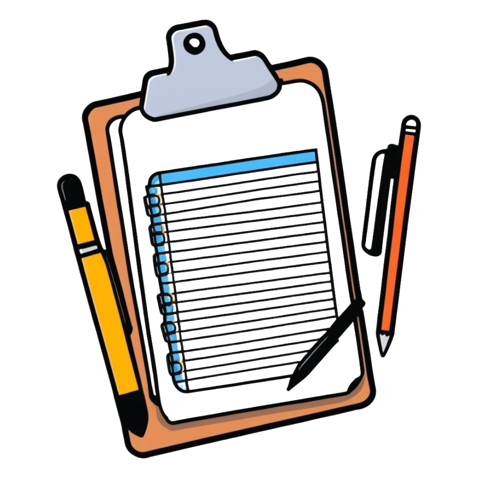 clipboard with task list and gear sticker