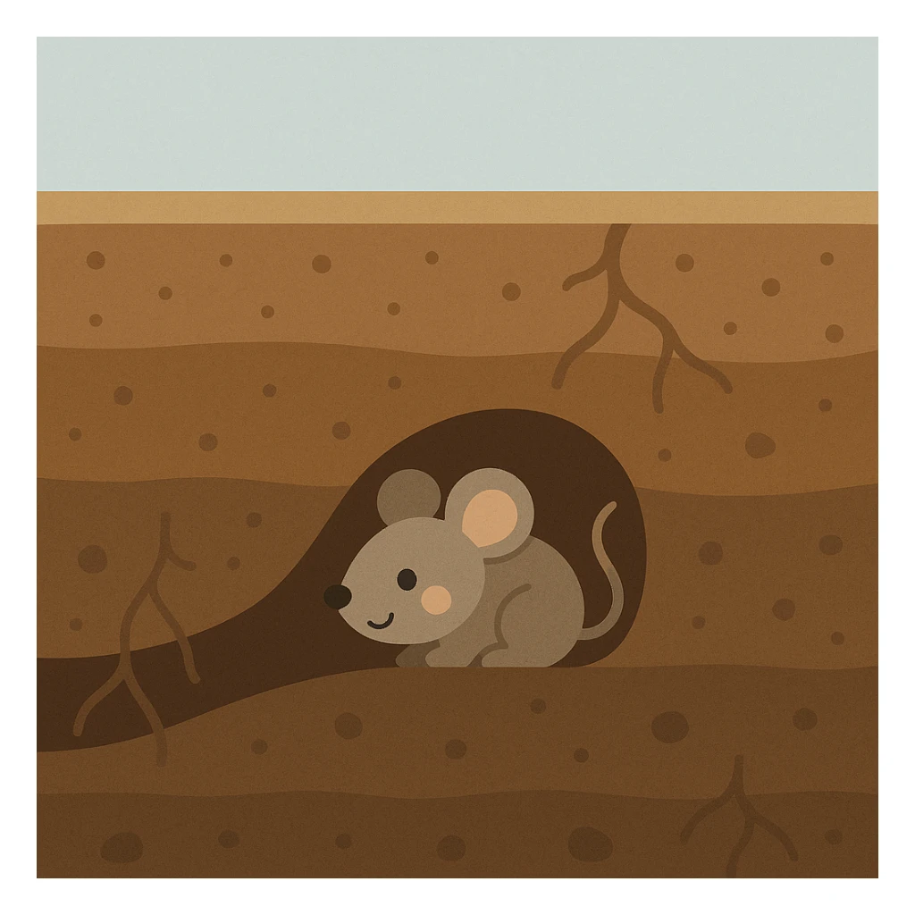 Flat design style mouse under ground sticker