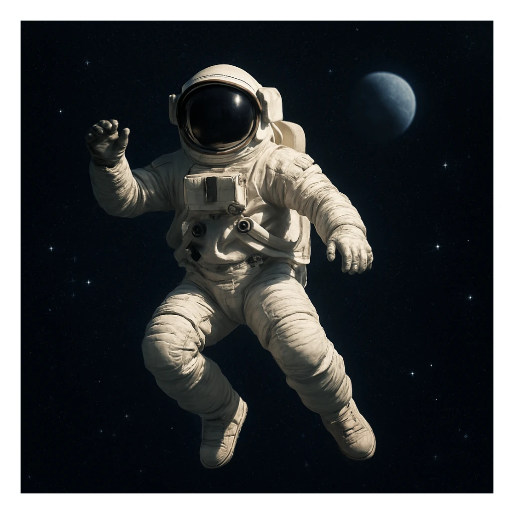 spacesuit, astronaut style, floating in space sticker