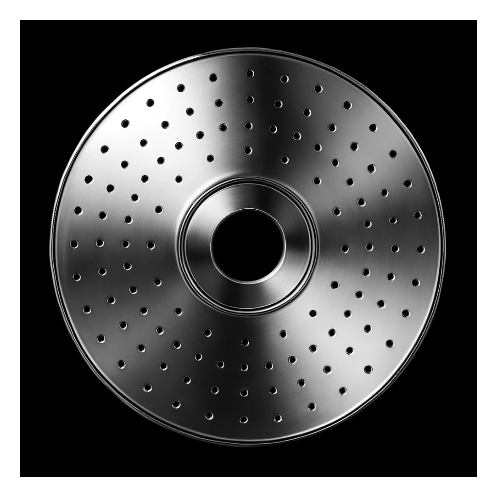 A minimalist CD disc with dot pattern, glowing effect, pink color, chrome style, blue color sticker