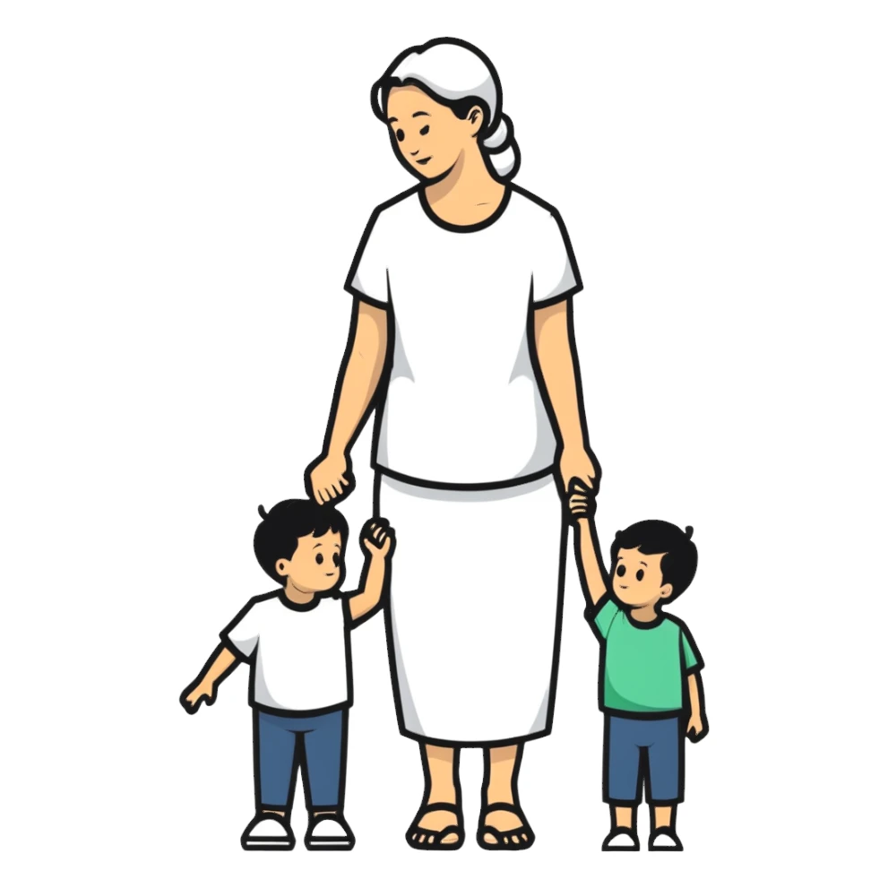 Mother holding hands with her son sticker
