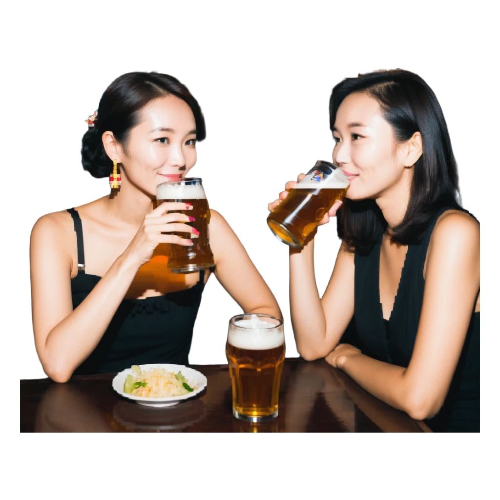 marion drinking beer with thai lady sticker