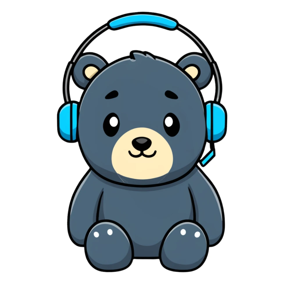 bear with a headset sticker