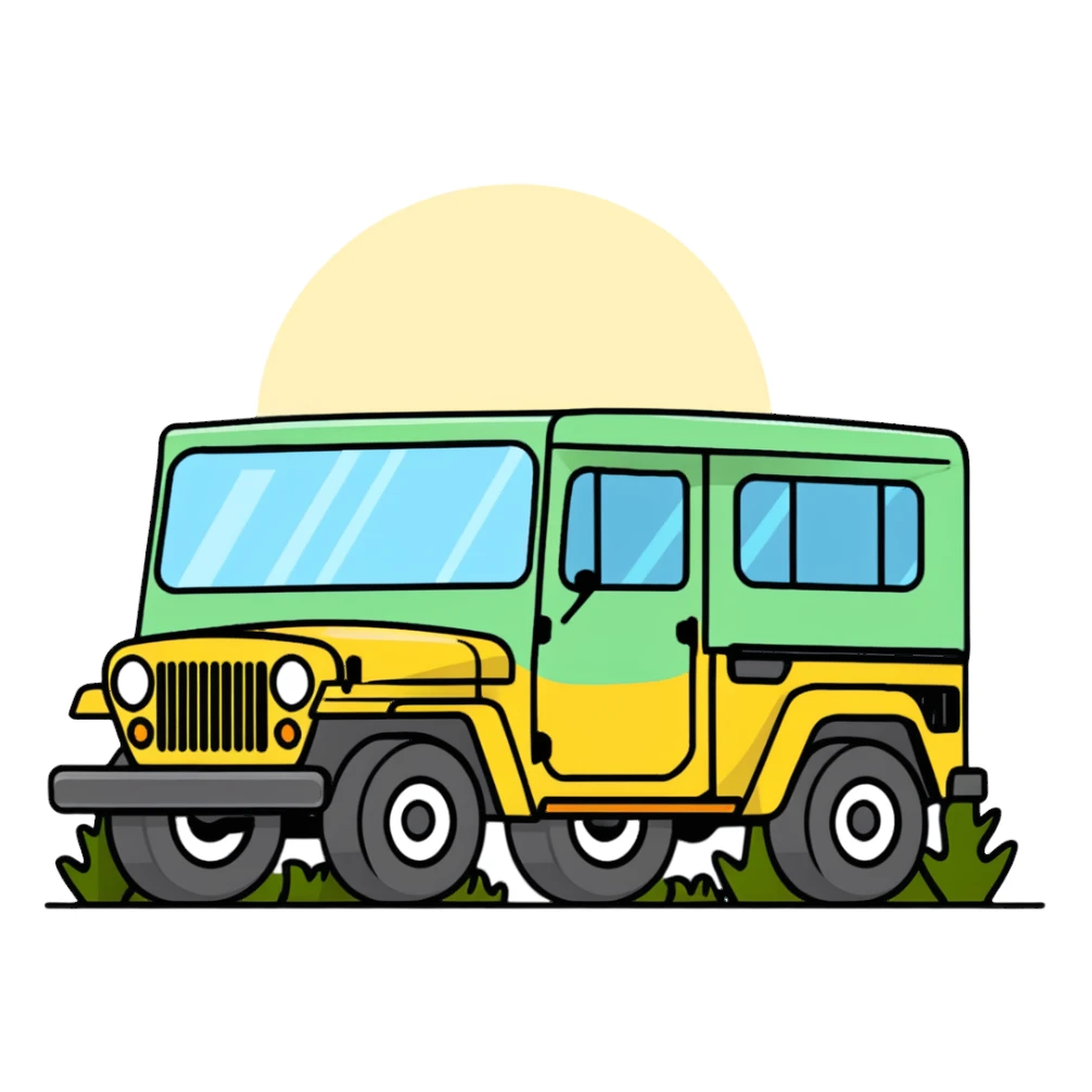 Jeep on a camping trip in nature sticker