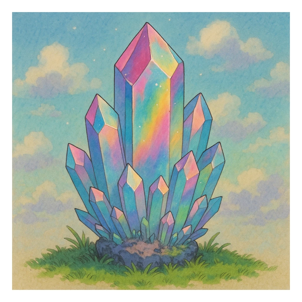 rainbow aura quartz crystal sticker