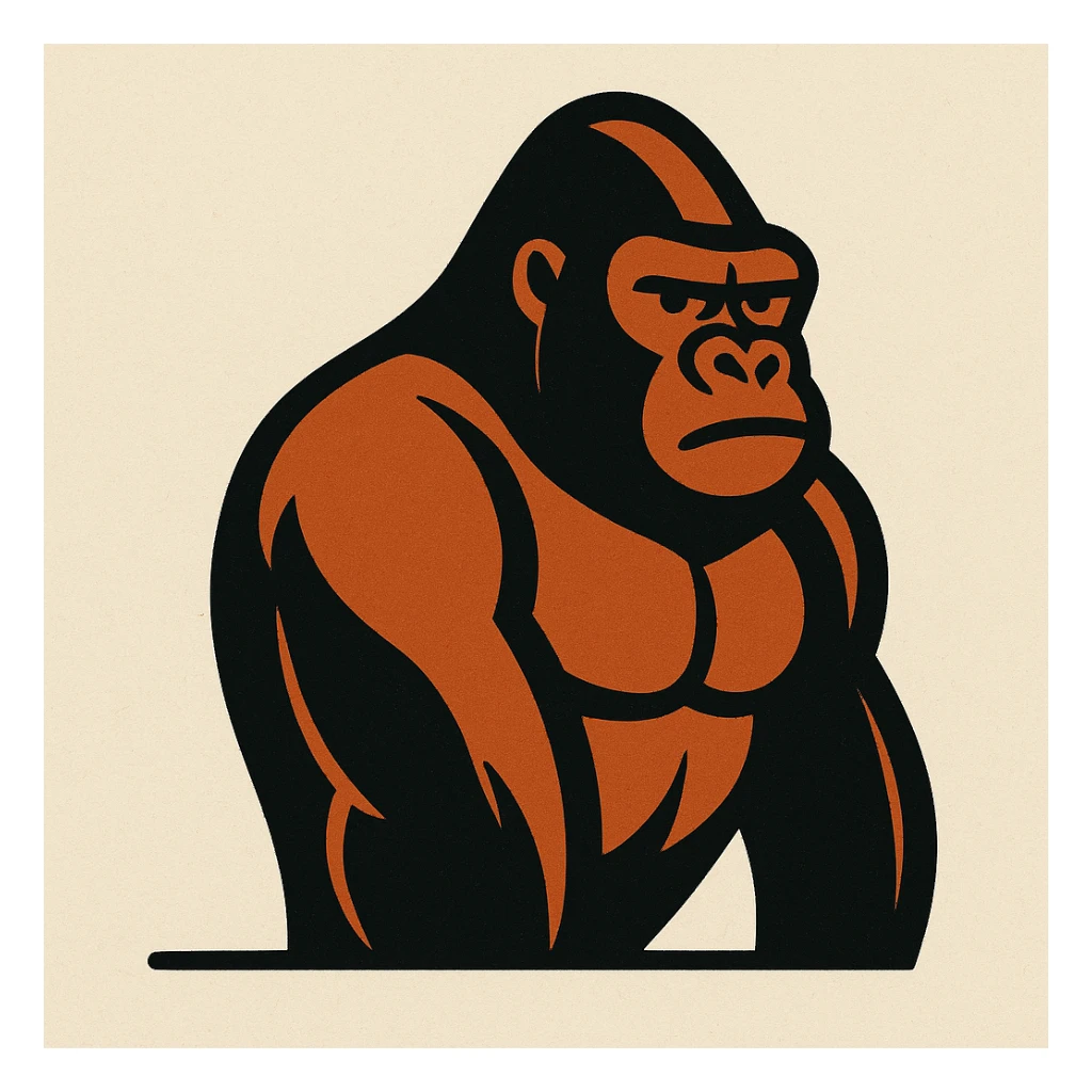a gorilla with no legs, stylized, bold lines, minimal background sticker