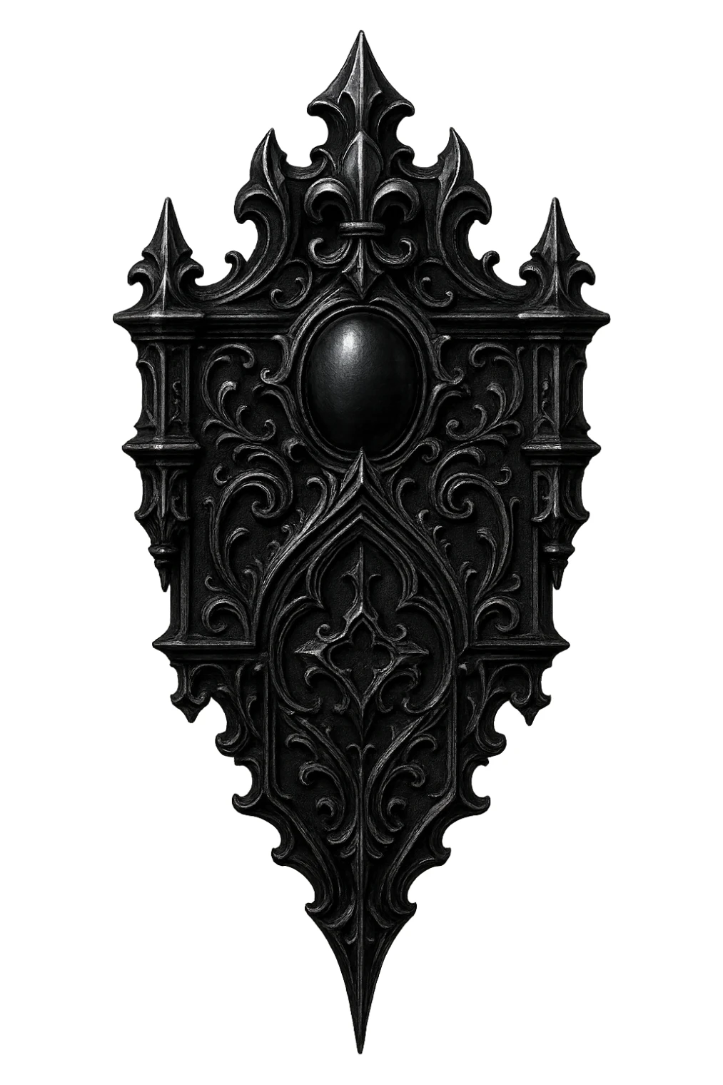 gothic object, black and silver, dramatic and stylish, no background sticker