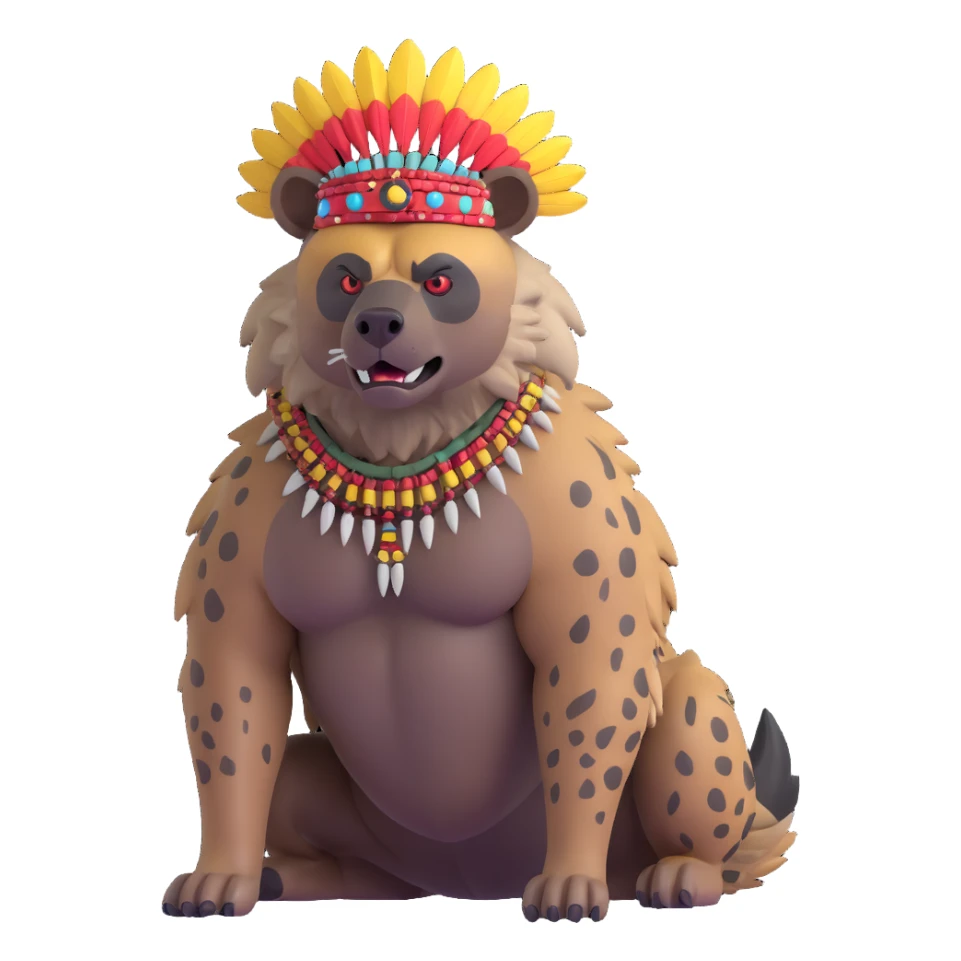 A native strong buff hyena with war bonnet  sticker