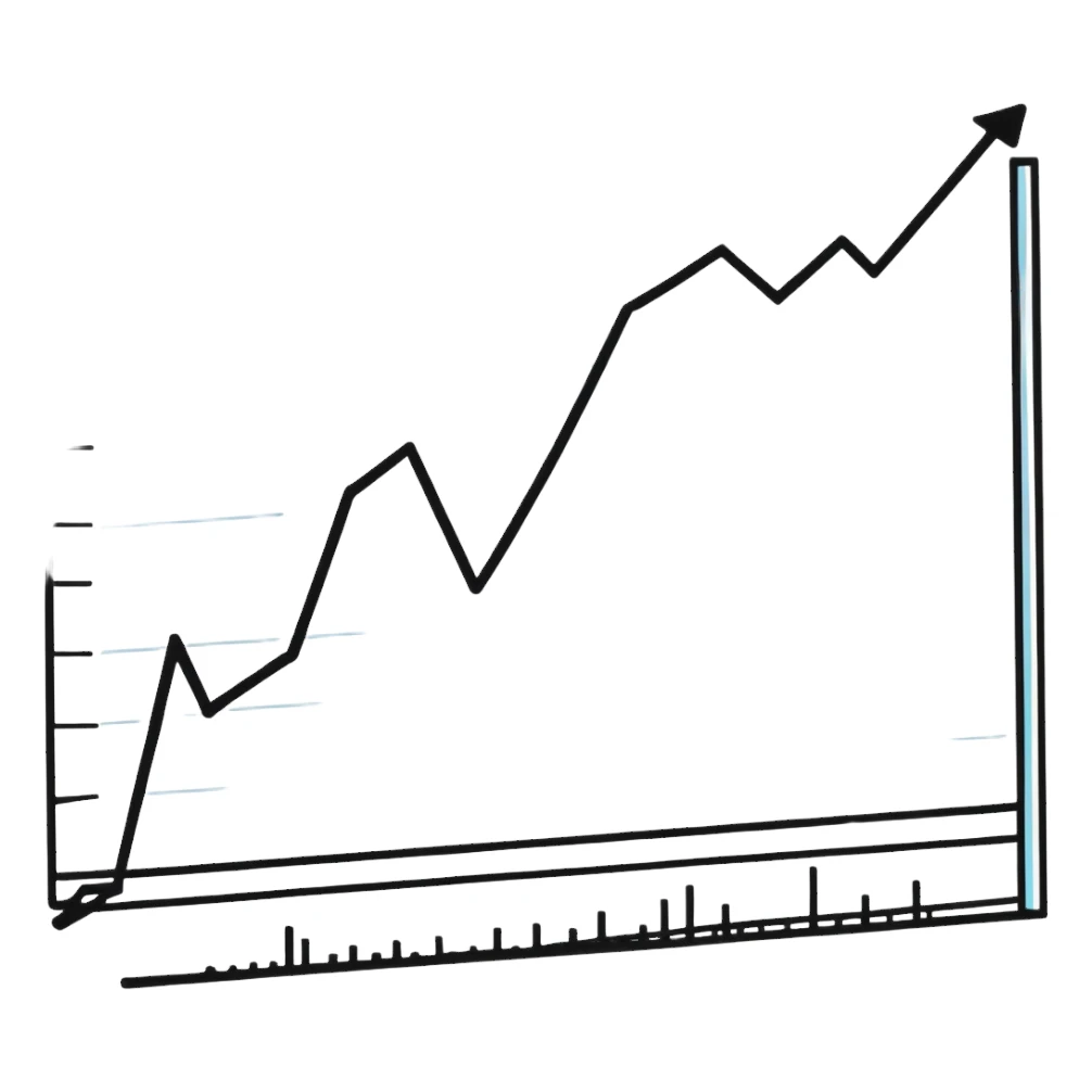 happy face with upward trending stock chart sticker