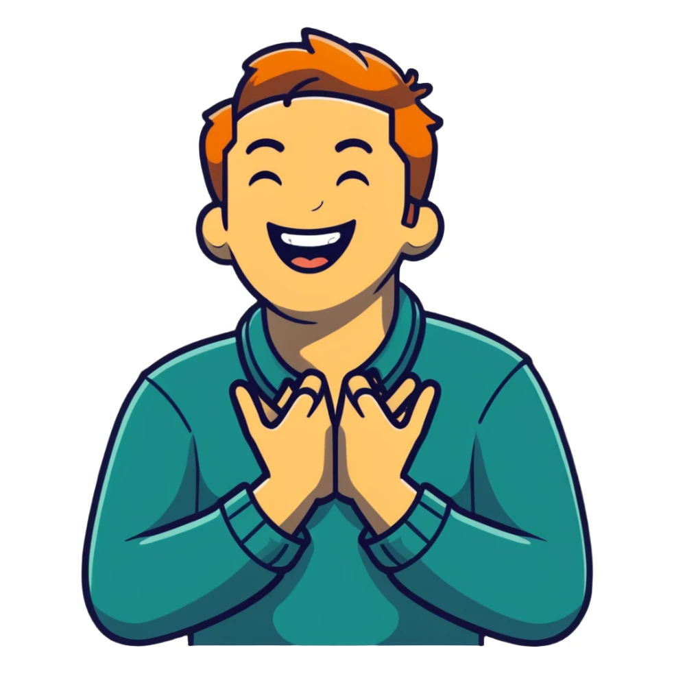 man with hands on neck laughing  sticker