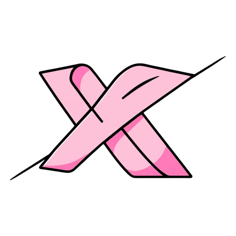 pink X mark, wrong symbol, cancel sticker