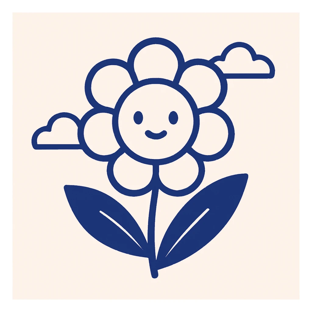 a single flower, simple and elegant, modern flat style sticker