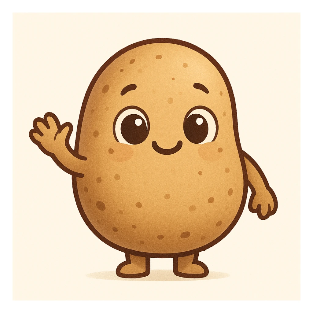 A cute potato emoji waving sticker